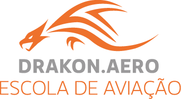 Logotipo da Drakon com um dragão moderno no topo e o nome da escola abaixo.